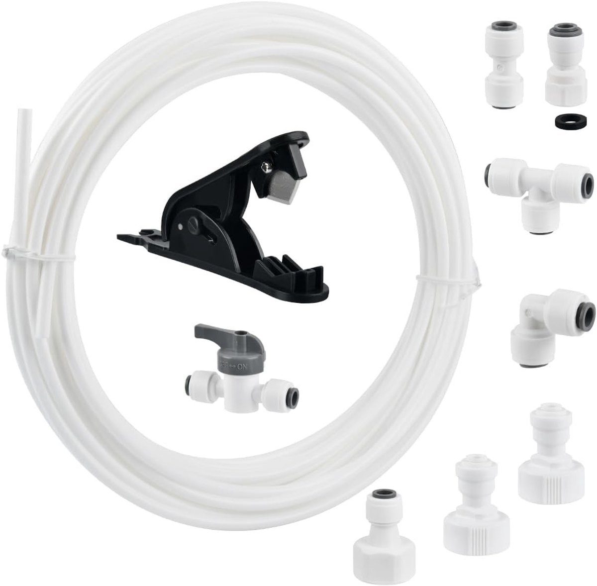 Universele Waterdistributie Aansluitset voor Koelkast - 1/4, 1/2, 3/4 en 7/16 Inch Water Slang Connectoren, Ideaal voor Huishoudelijk Gebruik en Installatie
