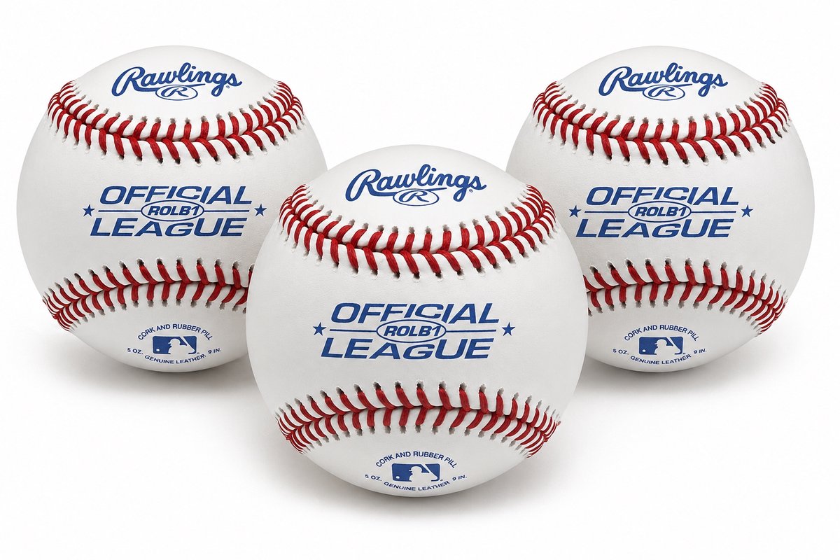 Rawlings - MLB - Leren Honkbal - ROLB1 - 9 inch - Officiële Maat - Wit - Set van 3 STUKS