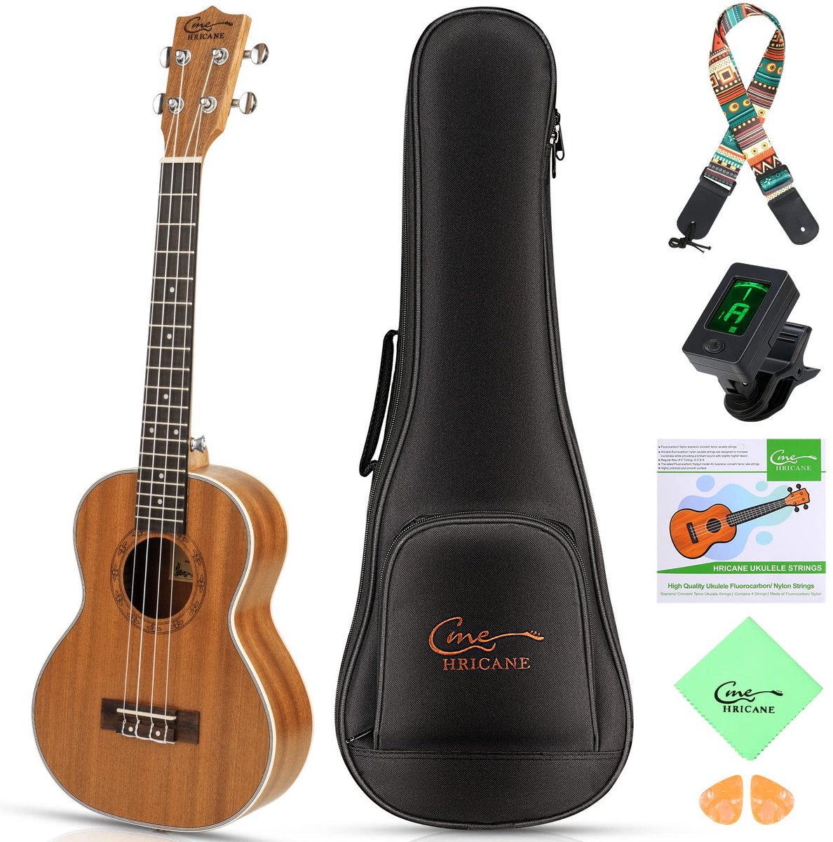 SnelShoppen - Hricane Concert Ukelele voor Kinderen en Volwassenen, 58 cm Professionele Ukelele met Tas, Nylon Snaren en Reinigingsdoek, Perfect voor