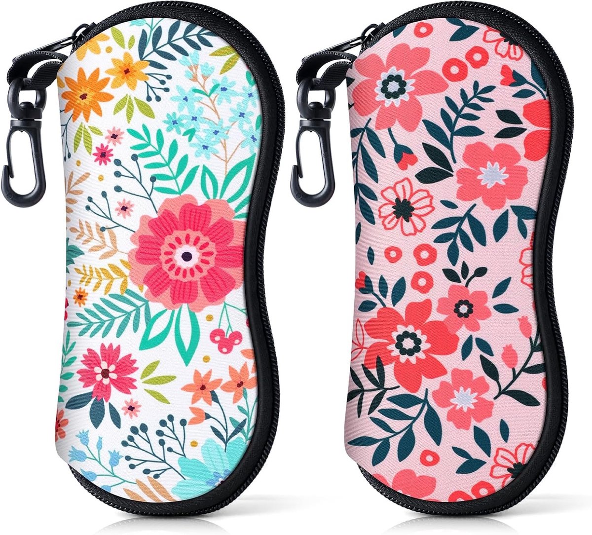 Zachte brillenhoes voor zwembrillen en zonnebrillen - Ultralichte neopreen opbergtas met rits, clip en draagbaar ontwerp voor sleutels, pennen en kaarten
