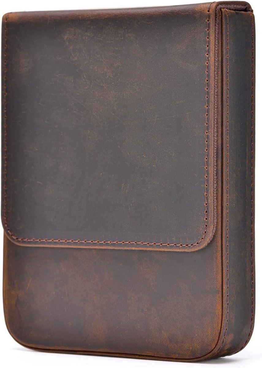 SnelShoppen - Echt Leer Pennen Etui voor Vulpen, 6 Compartimenten, Crazy Leather Organizer, Draagbare Pennentas, Lade Stijl