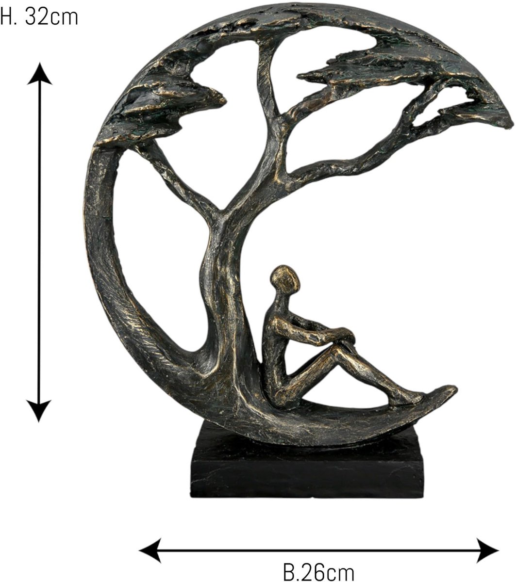 SnelShoppen - Casablanca decoratieve figuur sculptuur van kunsthars - dromerdroom met spreukkanhanger - brons 32 cm voor interieurdecoratie