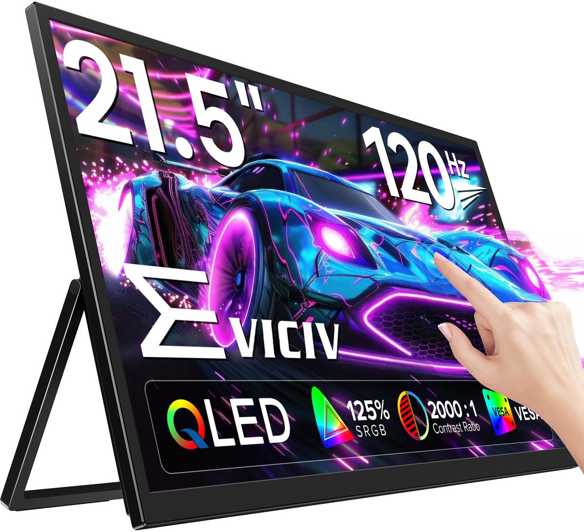 SnelShoppen - Draagbare Monitor Touchscreen 21.5 Inch QLED 120Hz 125% sRGB 2000:1 1080P Gaming IPS Mobiele Display met USB C HDMI voor Laptop PC en Mo