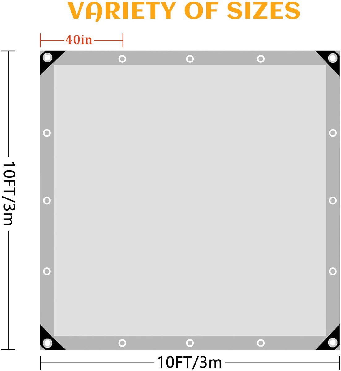 SnelShoppen - Afdekzeil 3 x 3 m Waterdicht UV-Gestabiliseerd Scheurvast Zeildoek met Ingestanste Ringen - Beschermend Bootzeil, Tentzeil, Bouwzeil voo
