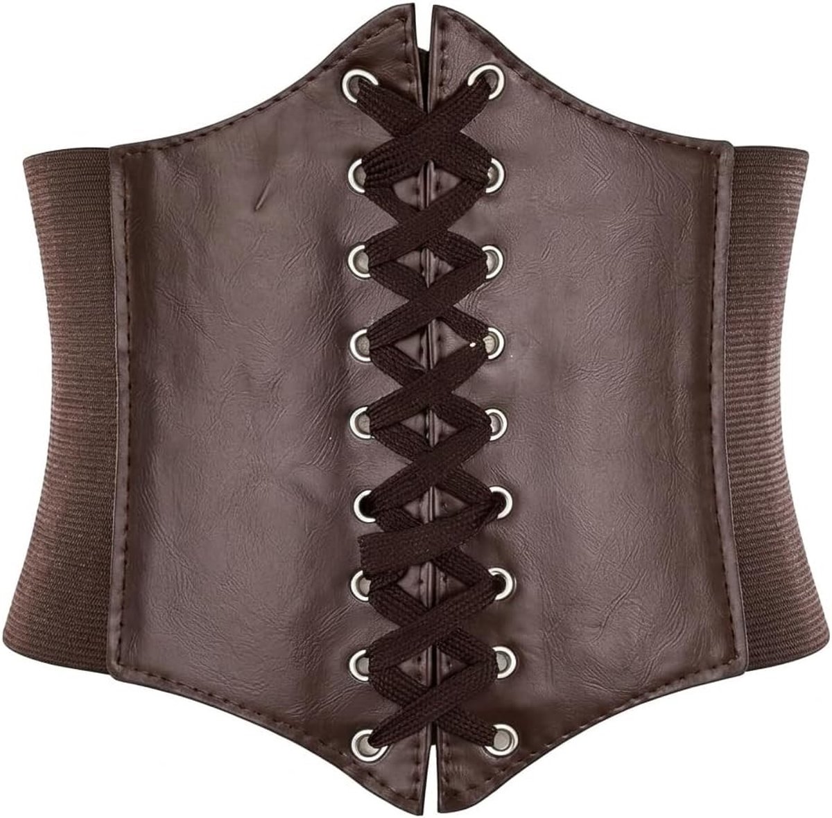 Brede Retro Tailleband voor Piratenkostuum en Middeleeuwse Halloween, Elastisch Faux Leer met Laces, 78 cm, Perfect voor Carnaval en Feestaccessoires