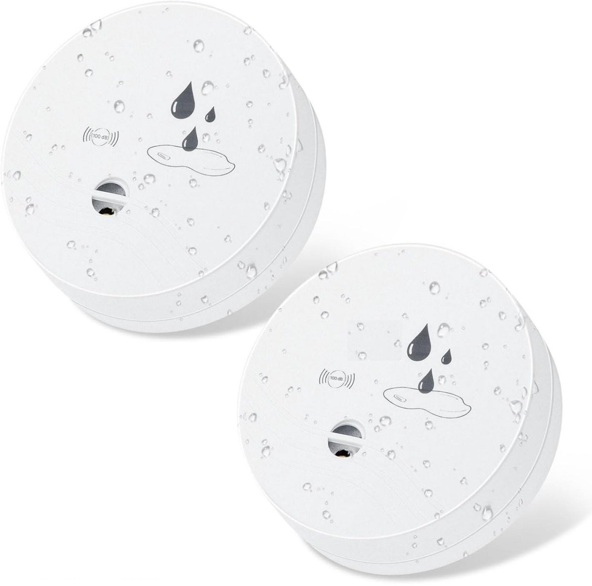 GELLDG 2 Stuks Watermelder - Wasserwarner 100dB - Wateralarm Sensor - Geschikt voor Keller, Badkamer, Wasruimte, Keuken, Garage en Zolder - Plastic - 8.2x3.3cm