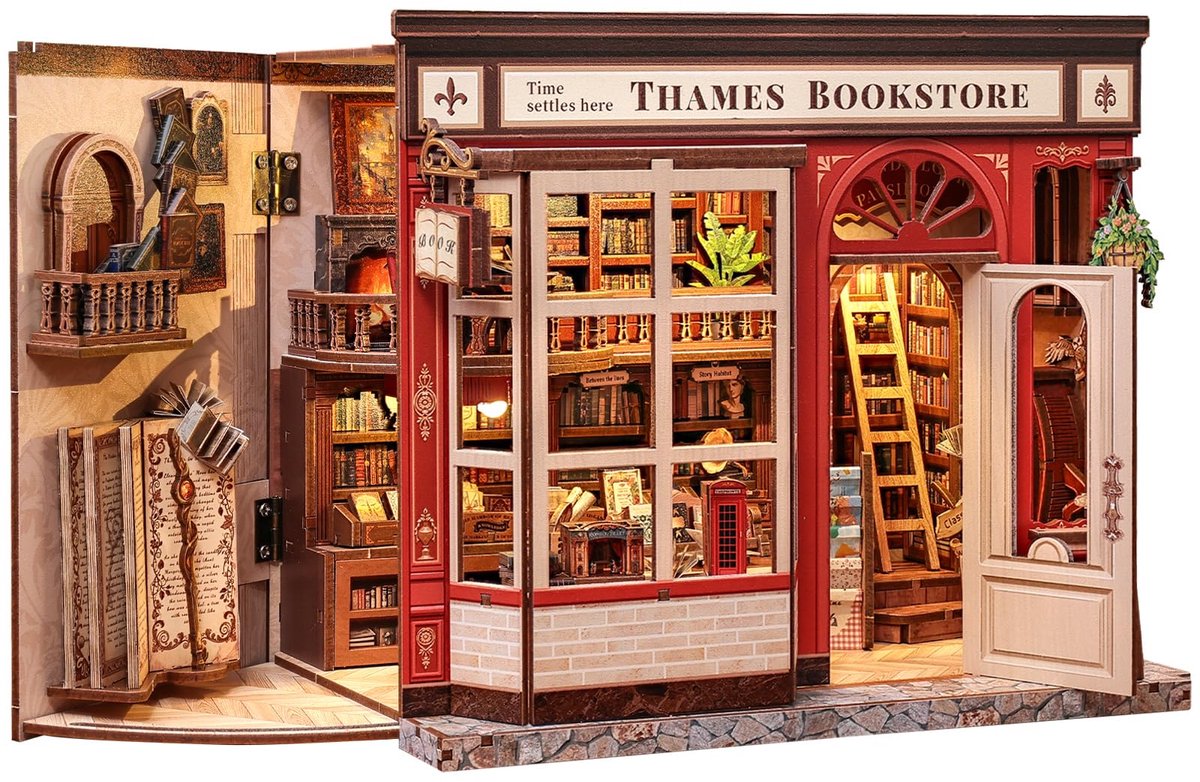 Boekenhoekje Kit - DIY Miniatuur Huis Poppenhuis Kit voor Volwassenen en Tieners - Boekenhoekje Tiny House Boekenplank 3D Houten Puzzel - Cadeaus voor Familie
