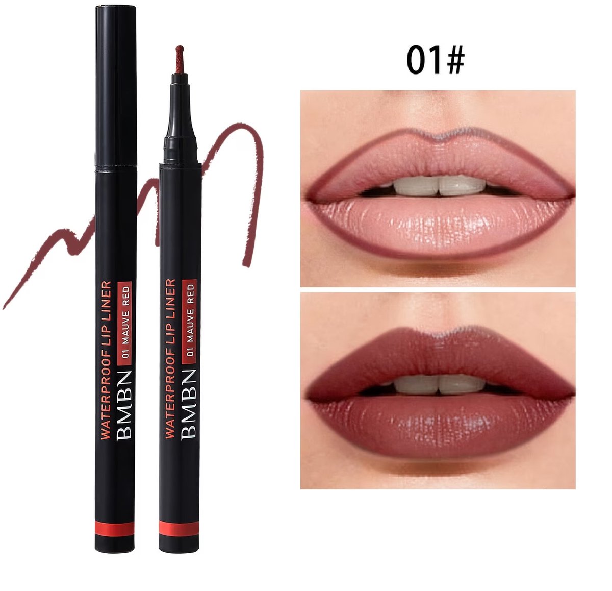 2-in-1 Matte Lipliner & Lippenstift Mauverood – Langhoudende Vloeibare Lipkleur – Waterproof & Veegvast