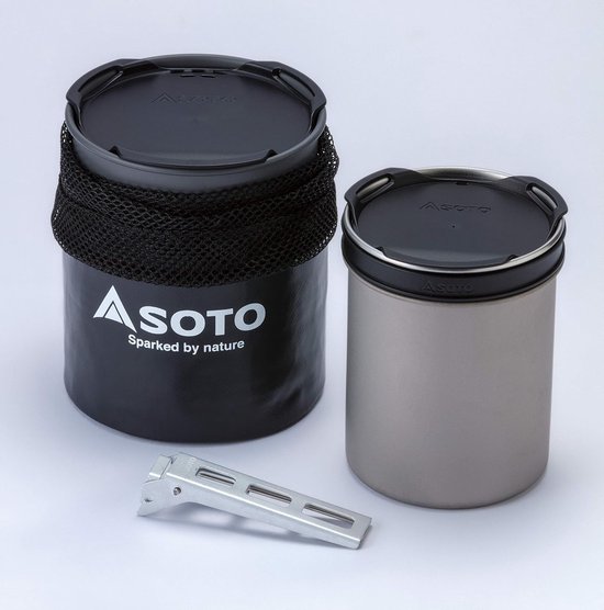 Camping Pannenset Multifunctioneel 6-Delig - RVS & Titanium Kookset - Lichtgewicht - 750 ml Pan en Bekers — afbeelding 2