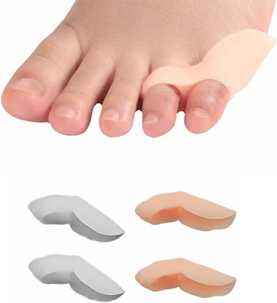 Teenslippers, 2 stuks teenslippers voor kleine tenen en voeten, siliconen teenslippers beschermen tenen, overlappende tenen, beschermt de kleine teen en voet ter ontlasting van de voeten