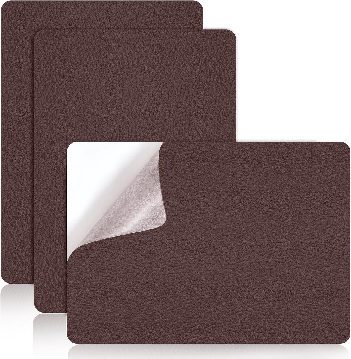 patches, zelfklevend, 20 x 28 cm, lederen patches, reparatieset voor autostoelen, banken, handtassen, tassen, meubels, 3 stuks, bruin