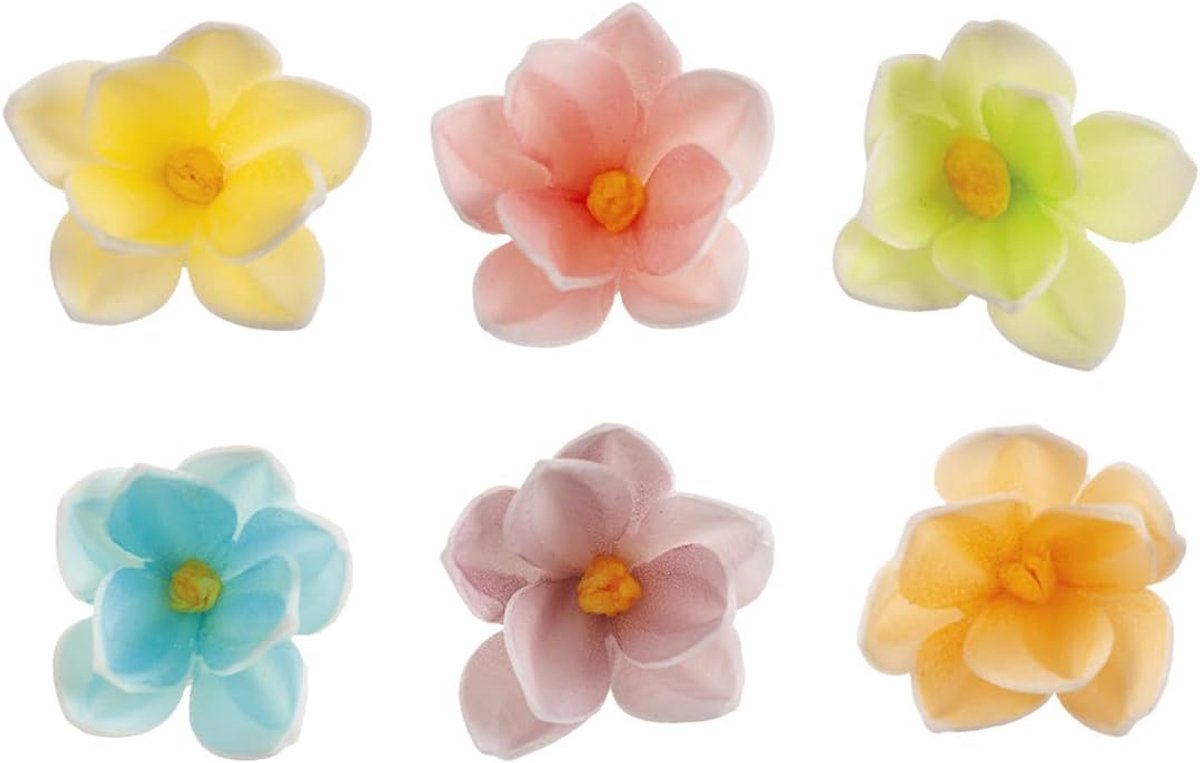Eetbare bloemen voor taartdecoratie taart toppers van wafelpapier, 3,5 cm, 6 assorti kleuren – creatief set voor verjaardagstaarten, cupcakes en desserts