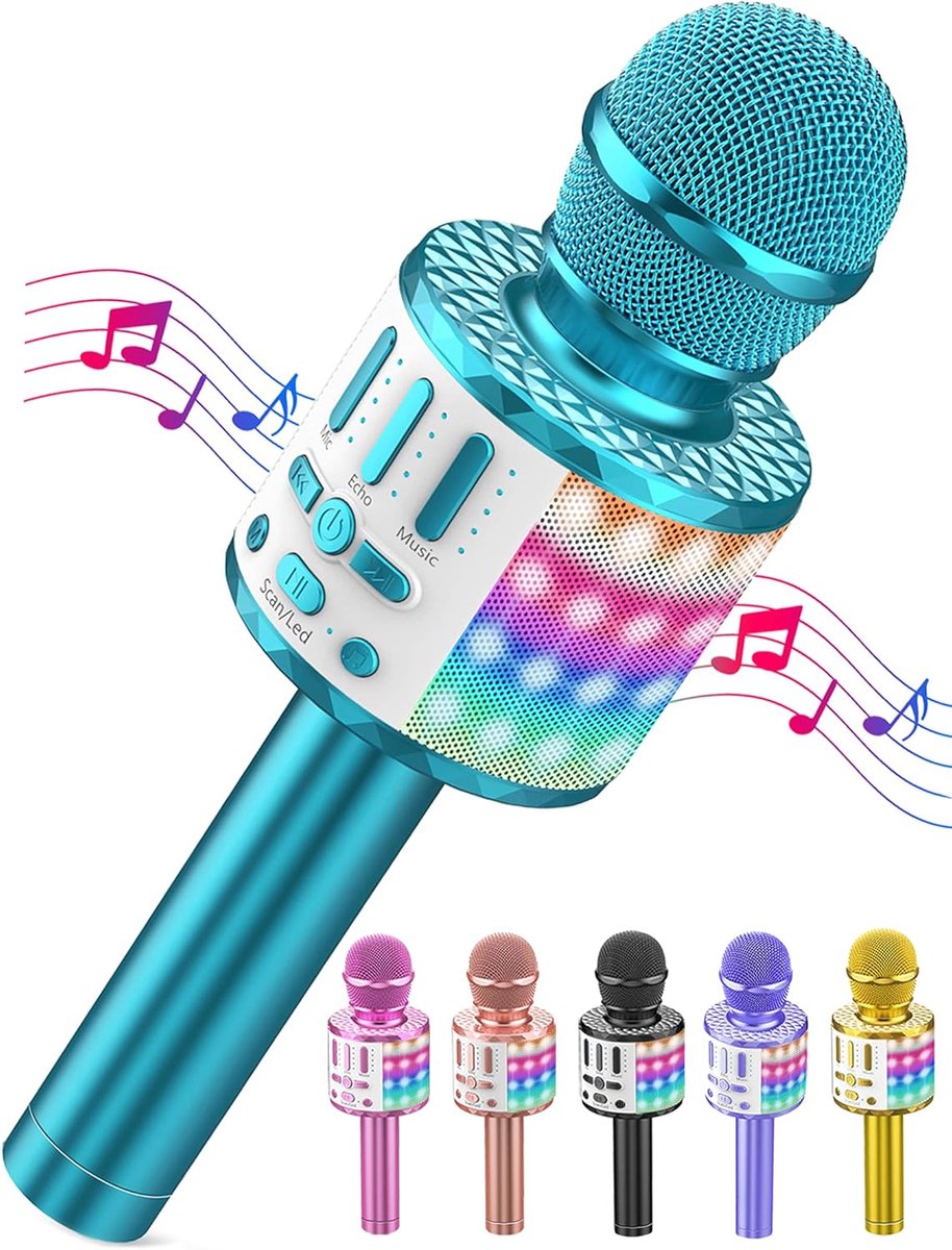 led-draadloze bluetooth-microfoon voor zingen met luidspreker, karaoke speelgoed voor kinderen, thuis, karaoke machine, draagbare KTV luidsprekerrecorder voor Android/iPhone/iPad/pc