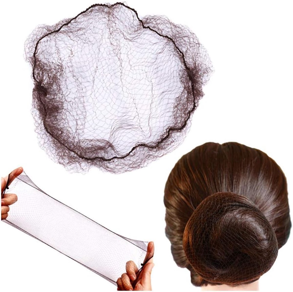 Haarnetten Onzichtbaar Elastisch Mesh Haarnet 50 Stuks Enkele Verpakking Onzichtbare Haarnetjes (Donkerbruin)