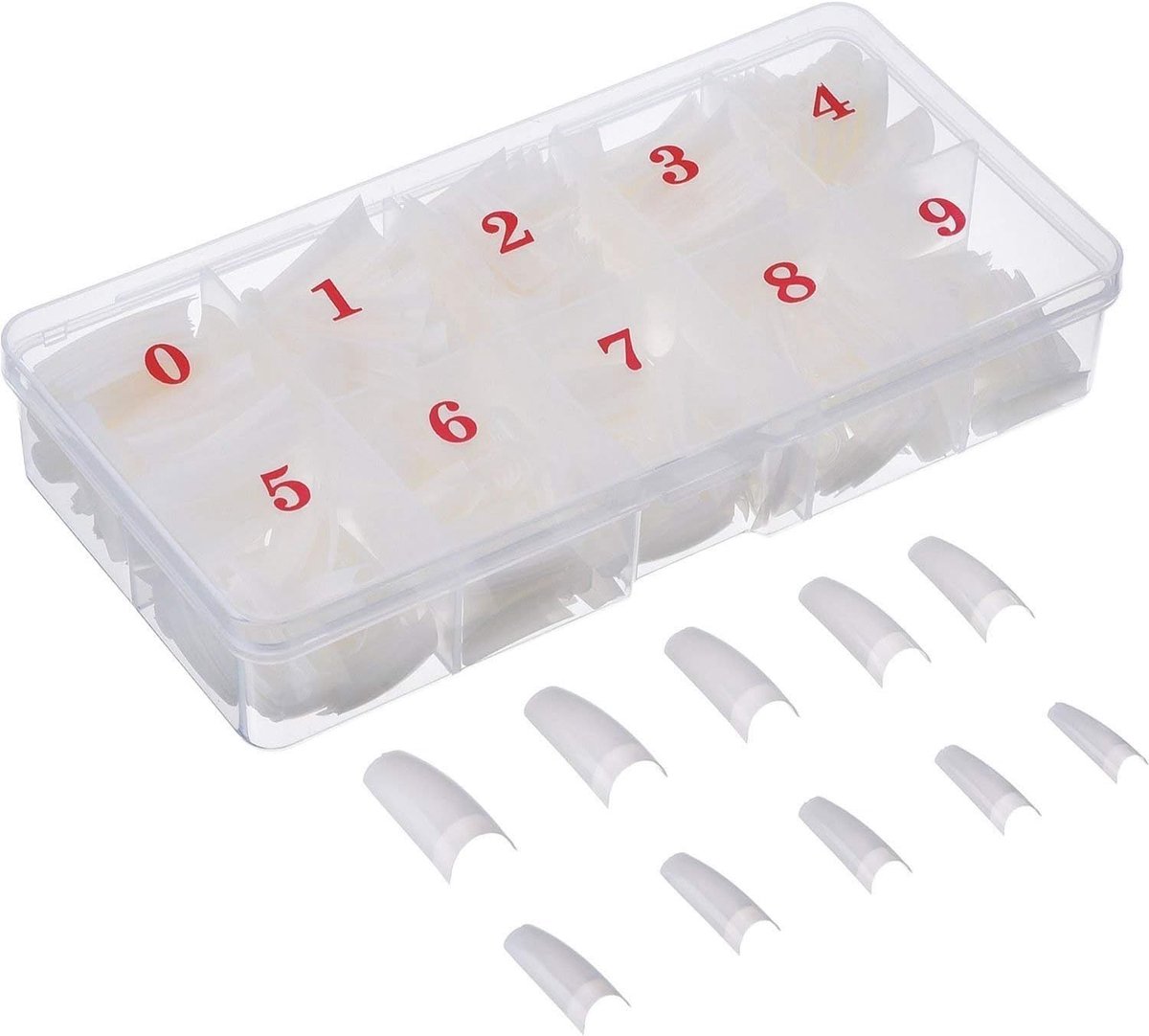 500 stuks acryl kunstnageltips, valse nageltips, Franse natuurlijke nepnagels, nageltips met doos voor dames en meisjes