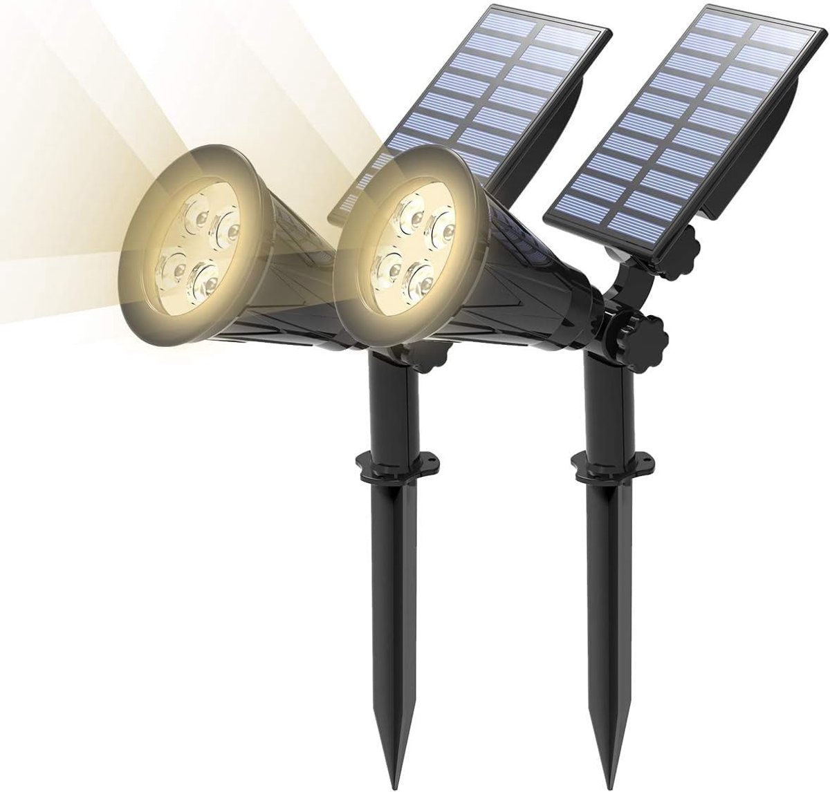 2 stuks Solar Tuinverlichting 4000K Warm Licht, 250LM Zonnelampen voor Tuin 2-in-1 Waterdicht Outdoor Solar Buitenverlichting Automatisch aan/uit Geschikt voor Binnenplaatsen, Tuinen, Terrassen