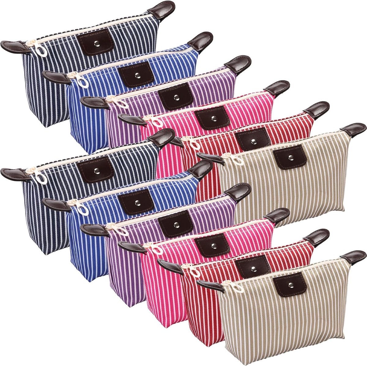 12 stuks cosmeticatas van canvas, cosmeticatas, kleine make-uptas voor dames en meisjes, 6 kleuren