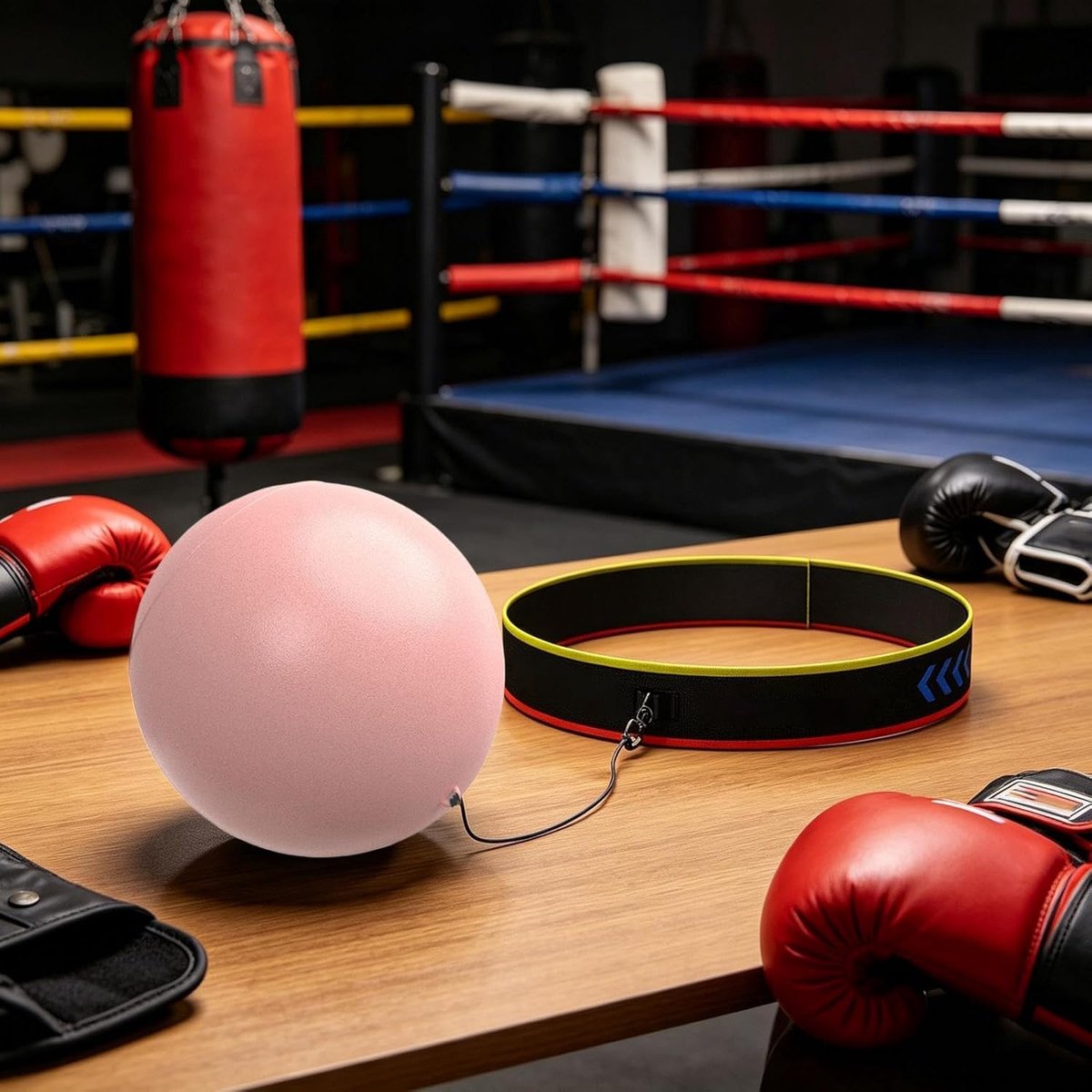 Boksen Reflex Bal - Training Bal Hoofdband - Reactie Verbeteren - Verstelbare Hoofdband - Opblaasbaar - Roze