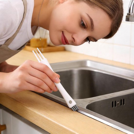 Voegenreiniger Borstel - Spletenreiniger Tegelreiniger - Kranen Schoonmaken - Ergonomische Handgreep - 18 x 3 x 3 cm - Wit — afbeelding 3
