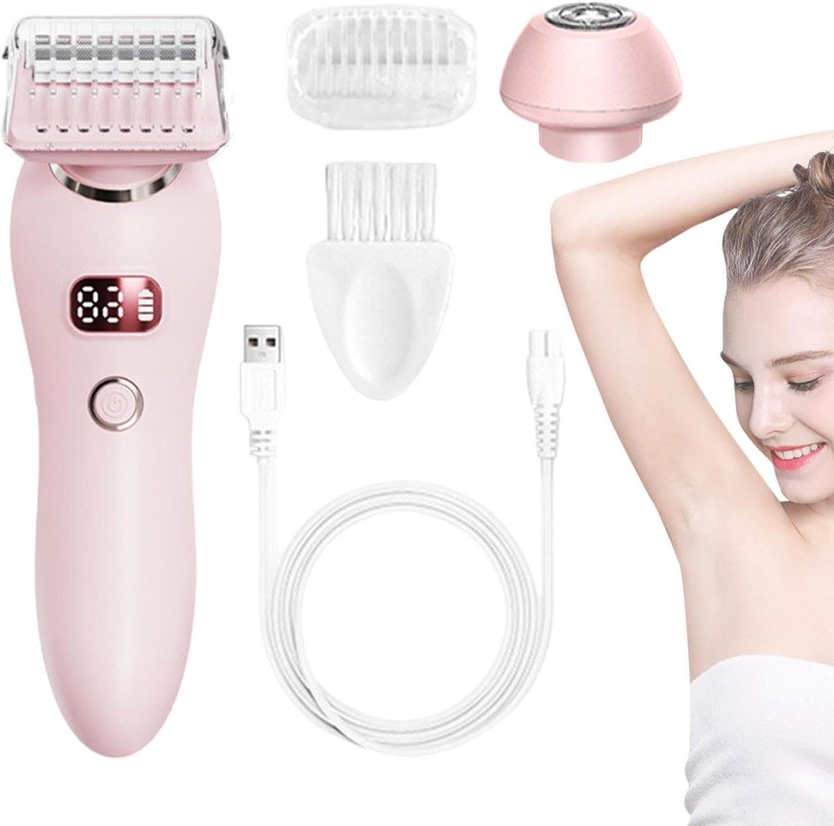 Epilator voor vrouwen - Gezichts- en lichaamsverzorging - Huidverzorging thuis - 3D zwevende kop - IPX7 waterdicht - Wit