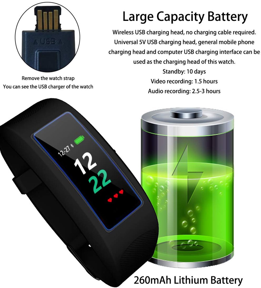 SnelShoppen - Spionagecamera Smart Armband met Verborgen Mini Spy Camera Horloge, Touchscreen Bewaking Camcorder Activiteit Tracker voor Telefoon, 108