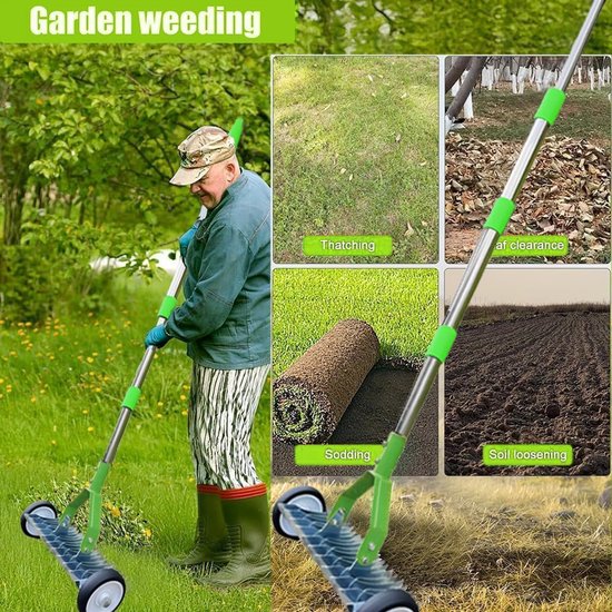 Handverticuteermachine met steel, 165 cm, verticuteerhark, metalen snijhark, tuin, afneembaar, verstelbare verticuteerhark, verticuteerhark voor tuin, erf — afbeelding 5