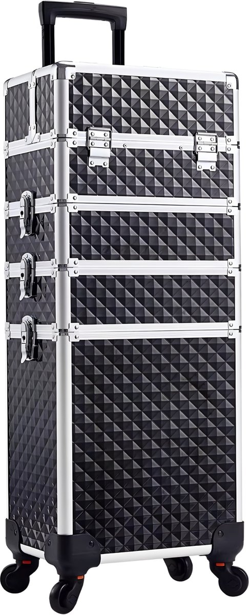 Beauty Trolley 4-in-1 Afneembaar - Grote Opslag - Met Wielen & Slot - Aluminium Case