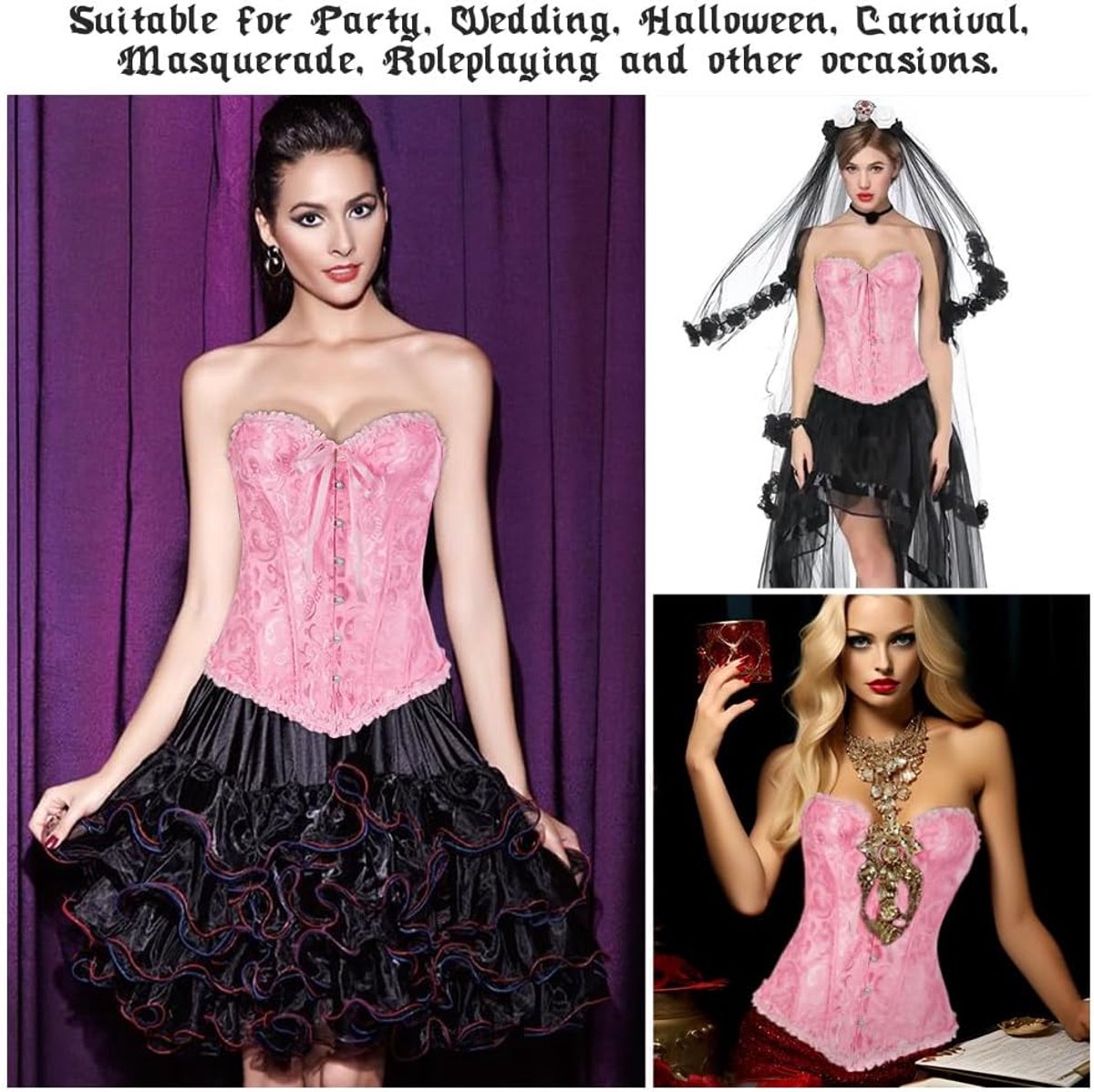 Gothic korset voor dames, satijnen, figuurvormend kant korset, platte buik, sexy, gothic, bustier