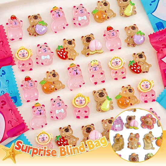 100 Mini Glow-in-the-Dark Dieren Blind Bag Mystery Bag - Glow in the Dark Hars Dierfiguren voor Feengarten Accessoires, Willekeurig Ontwerp (100 stuks) — afbeelding 4
