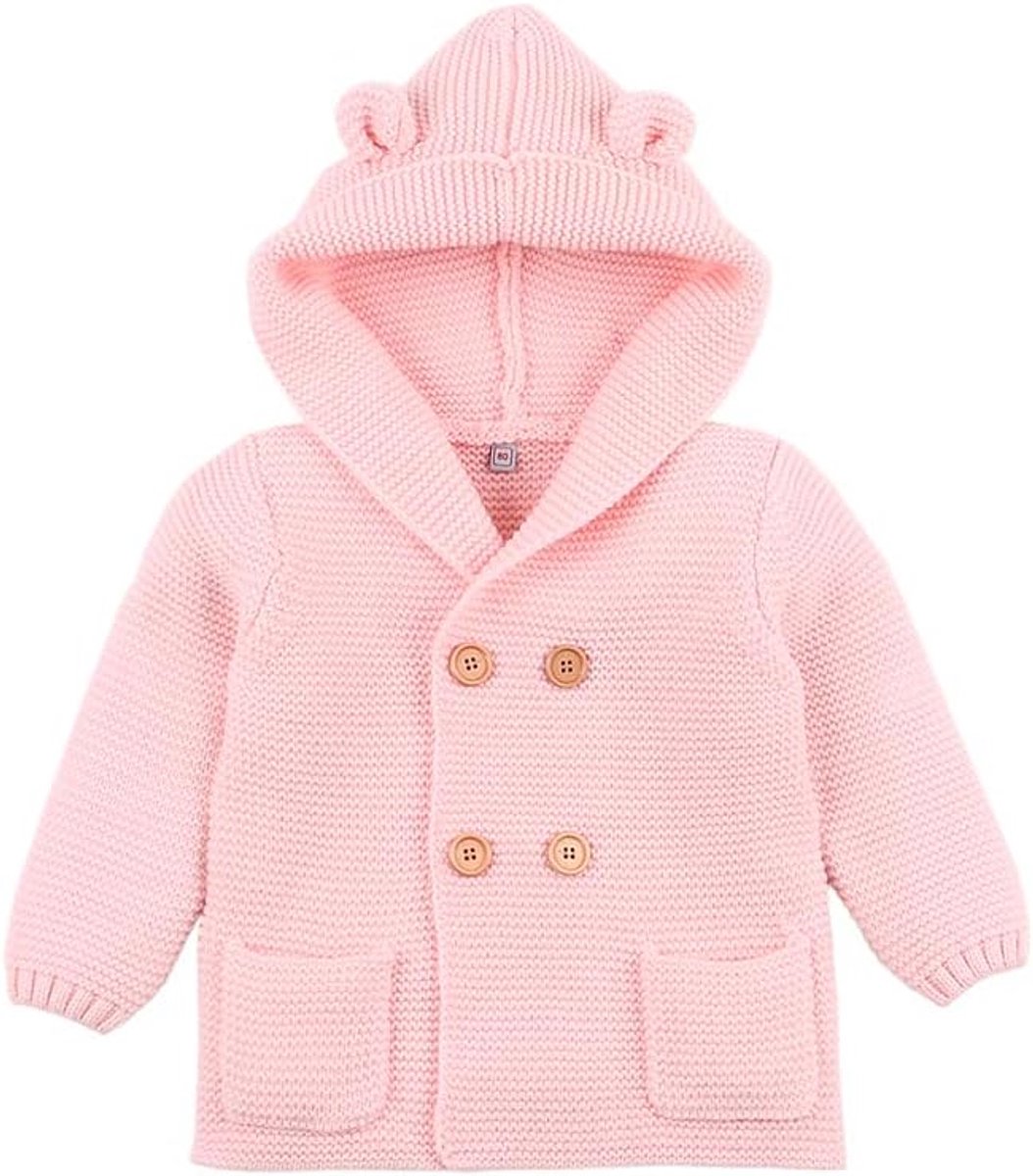 Babyvest met capuchon voor jongens en meisjes, gebreide jas, warme trui, outwear