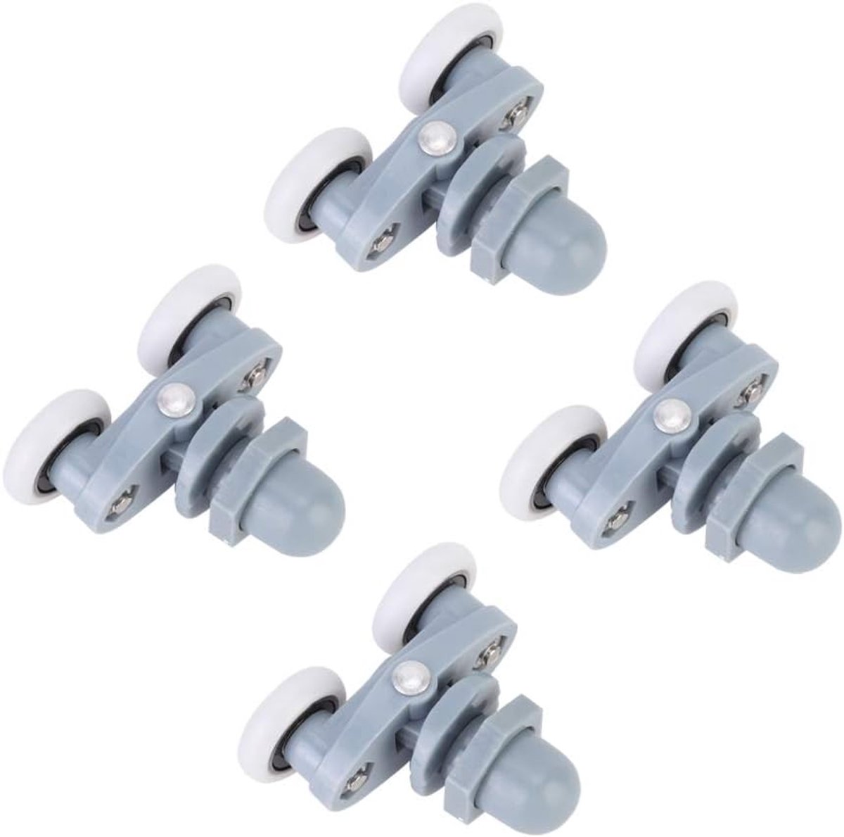 4 stuks douchedeurwieltjes, dubbele wielen, douchedeurrollen, douchecabines, reserveonderdelen, schuifdeur, dubbele rails voor boven en onder, voor glazen deuren in de badkamer (25 mm)