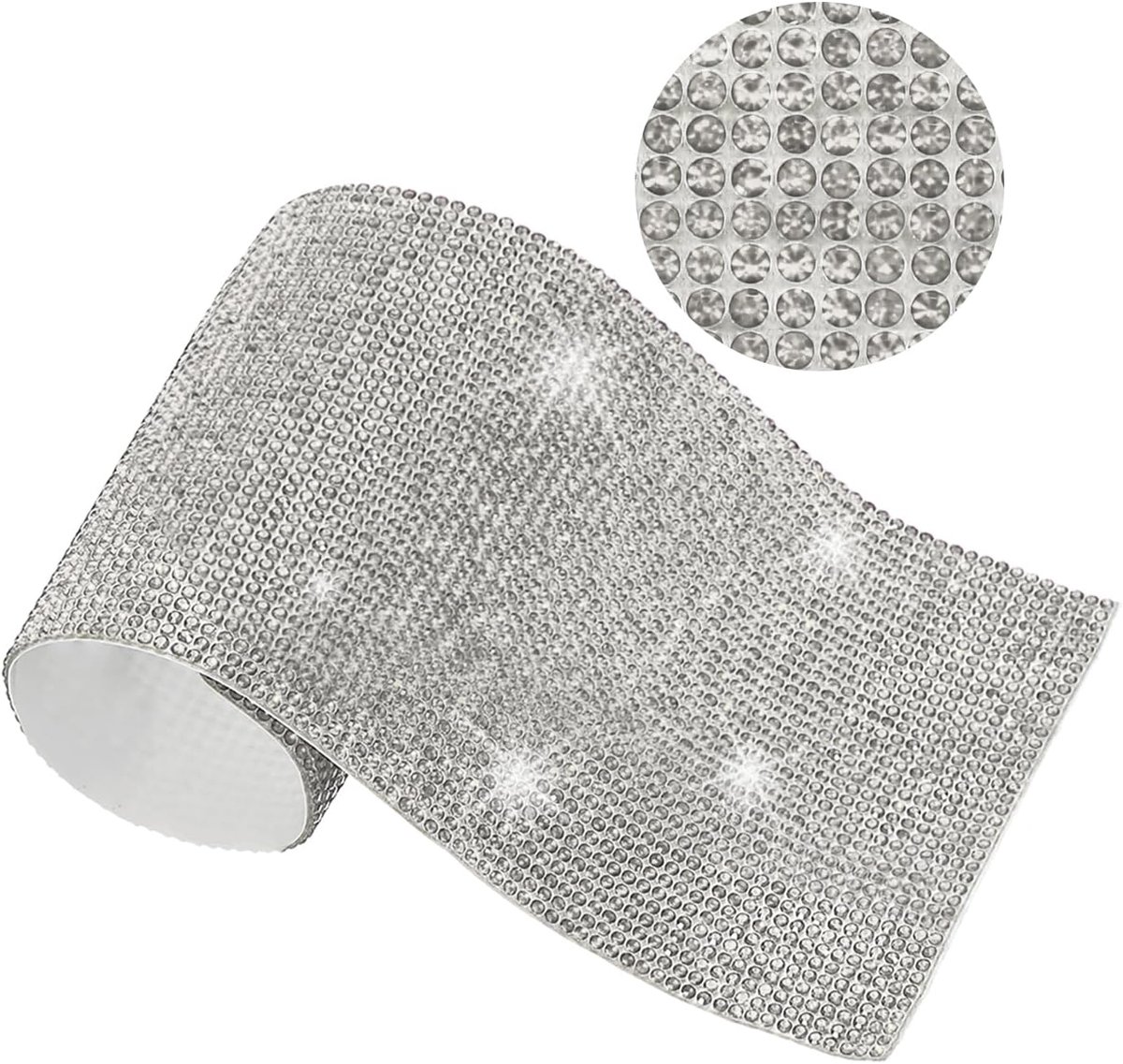 Bling Crystal Rhinestone Sheet, 20,1 x 11,9 cm zelfklevende strass edelsteenstickers voor doe-het-zelf knutselwerk, cadeaus, telefoon, auto decoraties, zilver wit