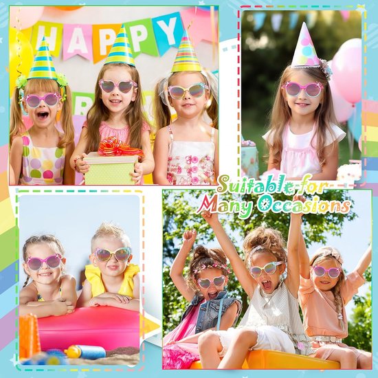 Girls' Unicorn Heart Shape UV Protection Ultraviolet Sunglasses with Case Soft Glasses for Girls Funny Party Glasses van Merkloos — afbeelding 4