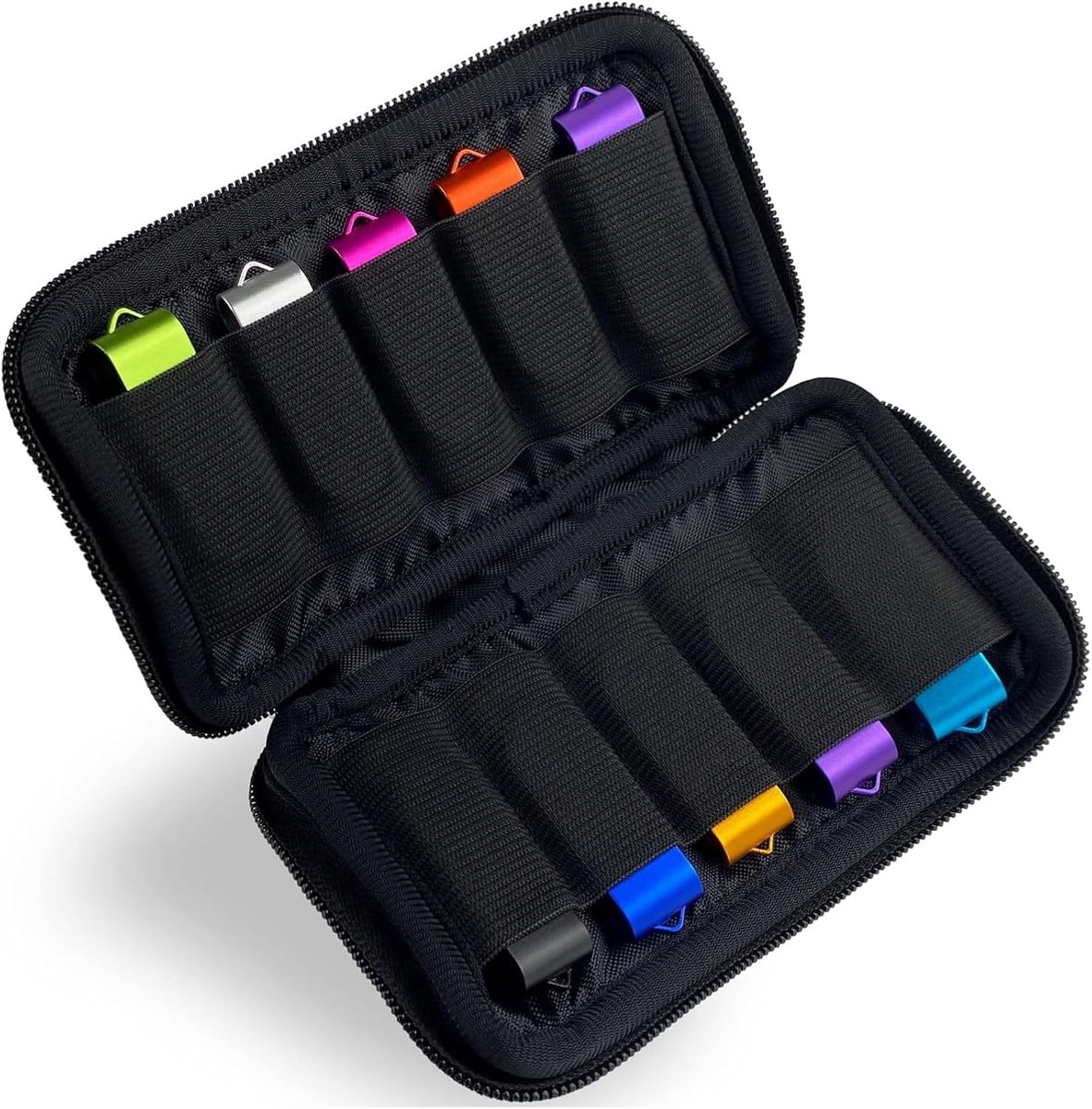Geheugenstick Organizer, USB Elektronische Opbergtas, Draagbare Case Organizer voor 10 Flash Drive Flashstations Beschermhoes Memory Stick Opslagcase voor SanDisk/SamData/Samsung enz. 1 Stuk