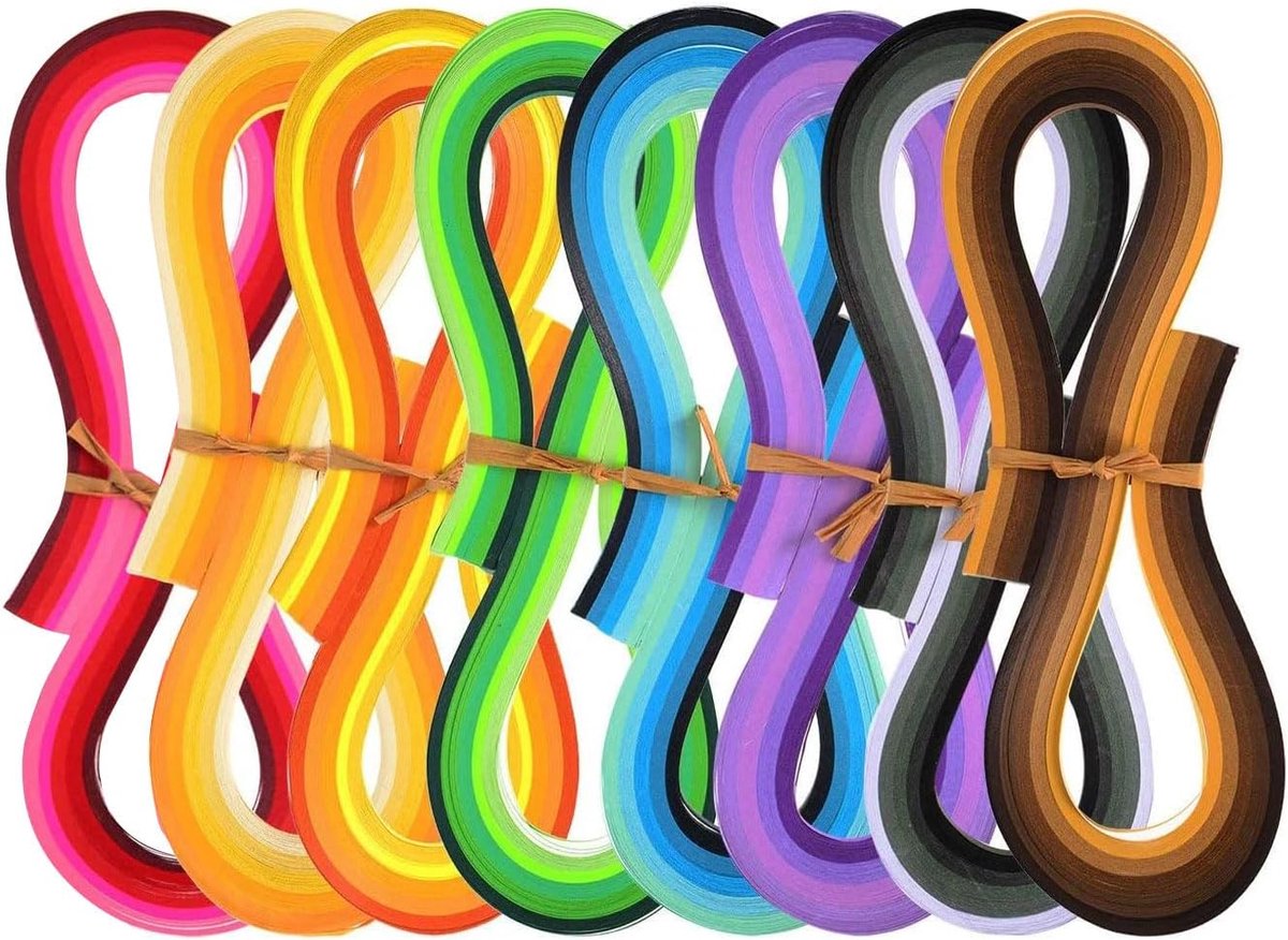 Quilling papierstroken, Quilling kunststroken, papier-volantsset, 800 stuks papier quillingstroken, papier quilling, 33 kleuren 54 cm lengte/strook papierbreedte 5 mm, voor DIY handwerk