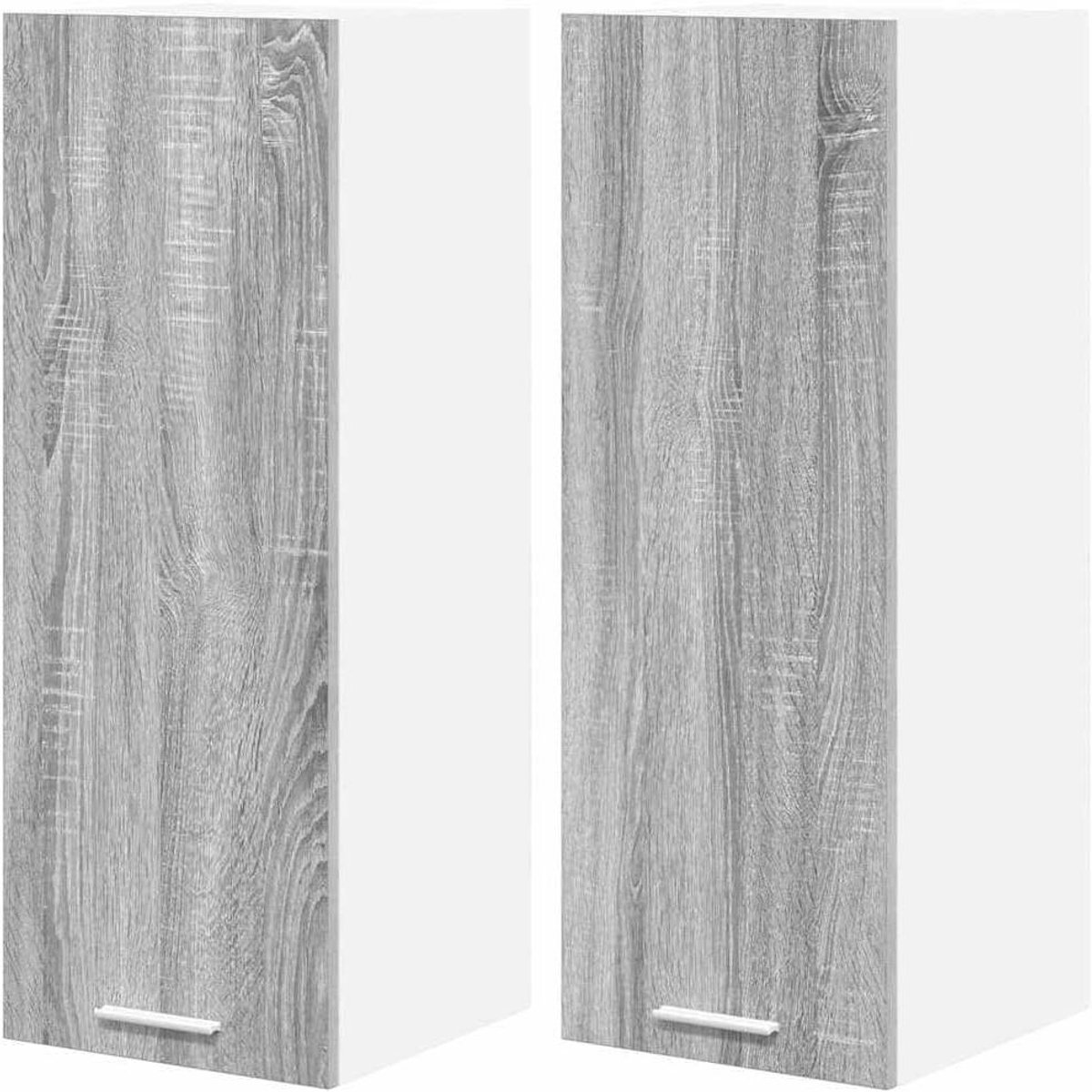 Keukenkast Hangend - Keukenunit Wandkast - Keuken Organiseren - Glad Oppervlak - 30x31x80 cm - Grijs Sonoma Wit