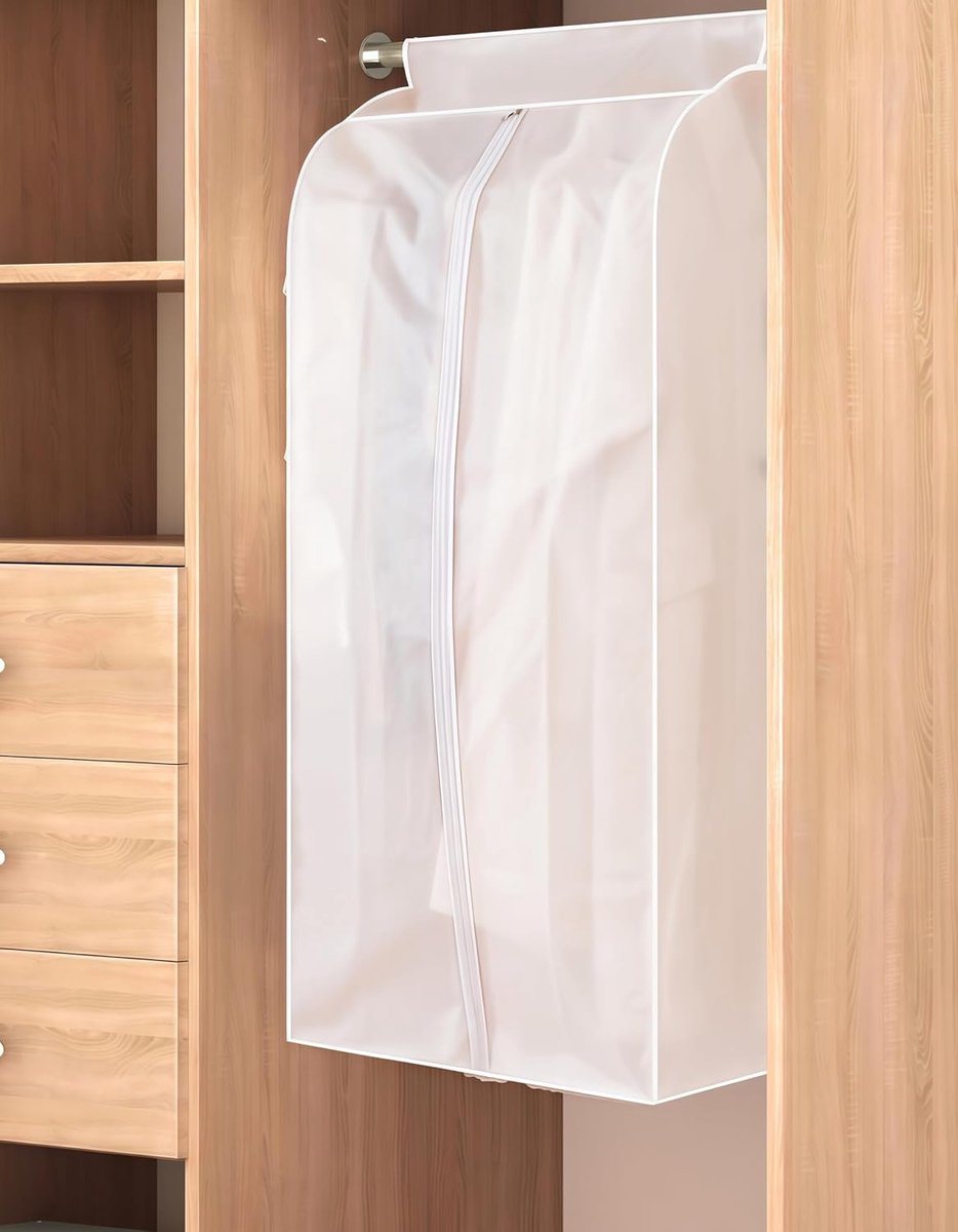 kledingkleding, stofdichte hoes, mottenbestendige railhoes, opbergtas met ritssluiting, PEVA, doorschijnende beschermerpaktas voor reizen en opslag (helder witte stijl, 120