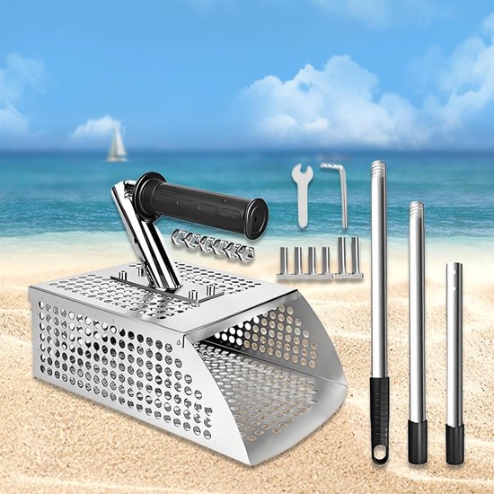 Metaaldetector Schep - Zandzeef Schep - Strandspeurtochten - Roestvrijstalen Constructie - 52 x 27 x 11 cm - Zilver — afbeelding 3