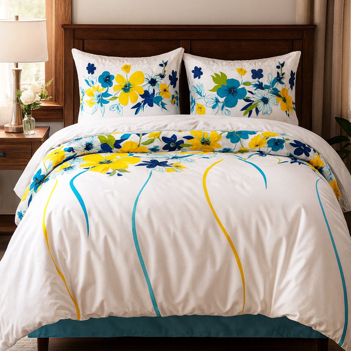 Darymex Microfiber - Dekbedovertrek set - 100% Microvezel - Met Ritssluiting - 160x200 cm - Bloemen Lente