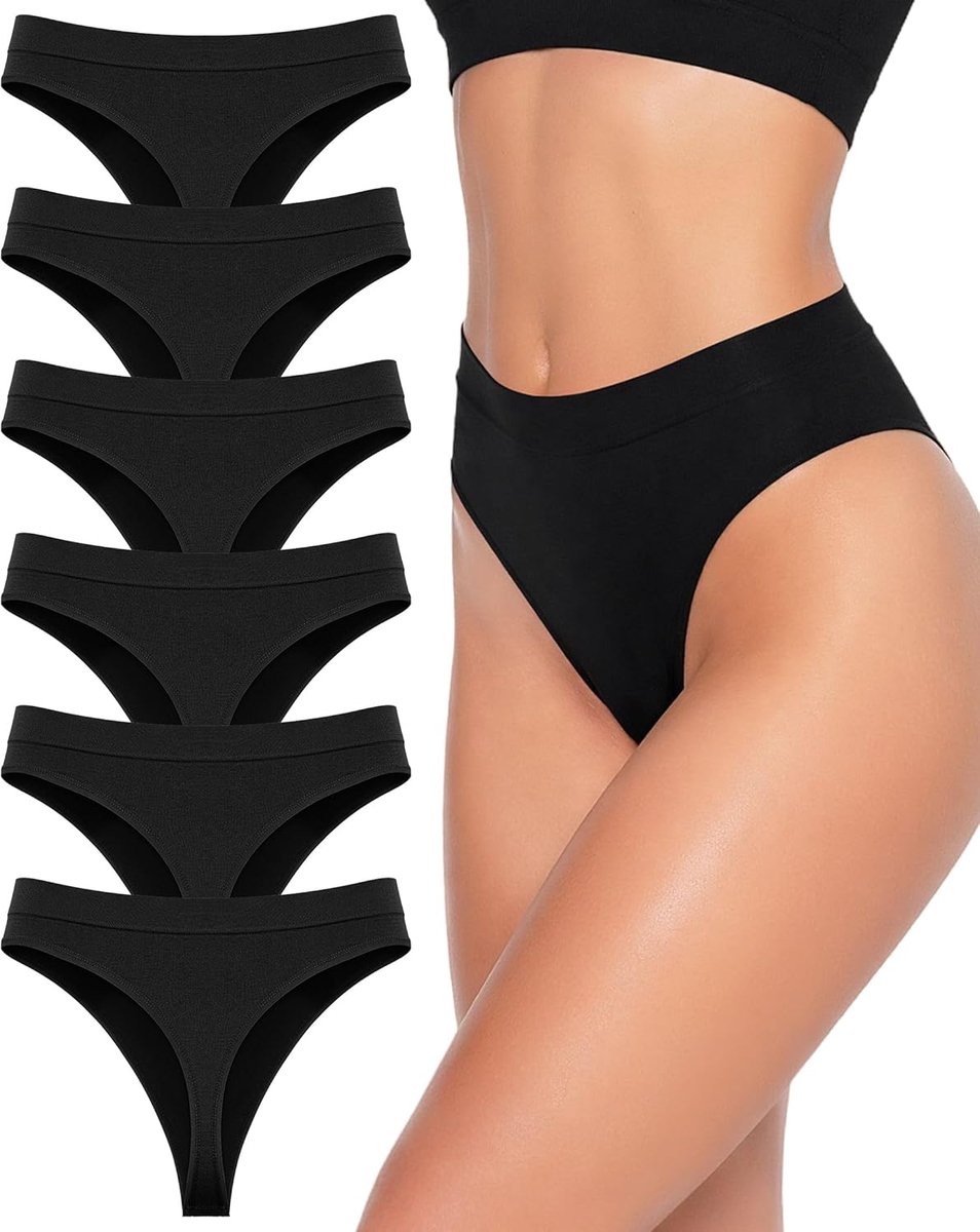 Strings met hoge taille voor dames, naadloos, comfortabel, naadloos, tanga, ondergoed met elastische tailleband, ademende onderbroek voor dames