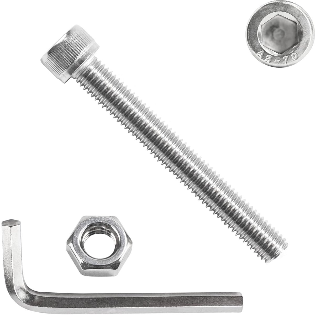10 stuks M10 schroevenset, M10 x 80 mm cilinderkopschroeven sets, cilinderschroeven met binnenzeskant schroeven moeren set, roestvrijstalen draadschroevenset, machineschroeven assortiment