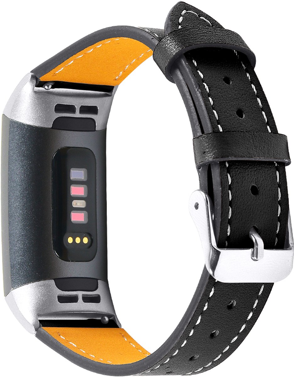 Fitbit Charge 3/4 armband Leer Zwart