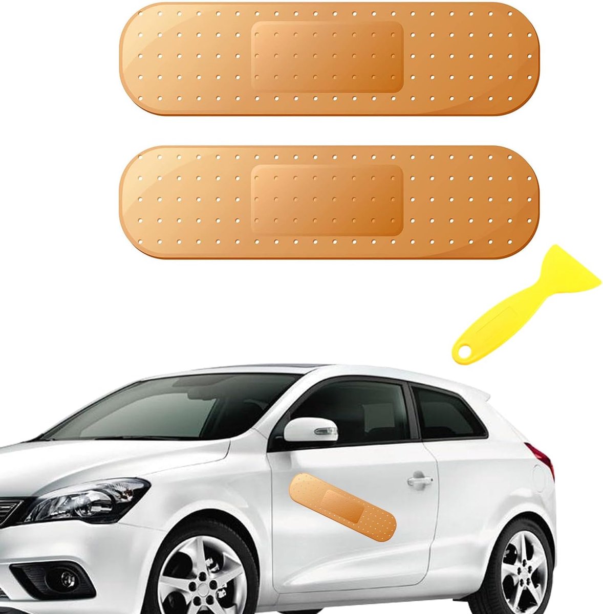 autostickers, 2 stuks autogips stickers 25 x 7 cm grappige bandage autostickers en decals grappige autostickers auto tanden stickers bump blemish