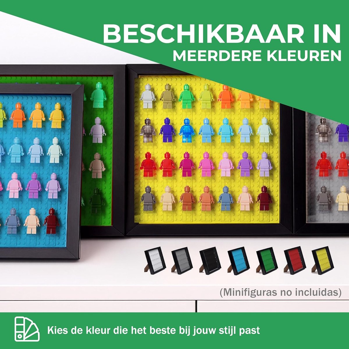 Vitrinekast Voor Minifiguren – Shadow Box Vitrine Compatibel Met Lego Minifiguren – Acrylic Display Cabinet – Voor Wandmontage of Tafelgebruik – Voor 28 Minifiguren (Wit, 3 cm diepte)