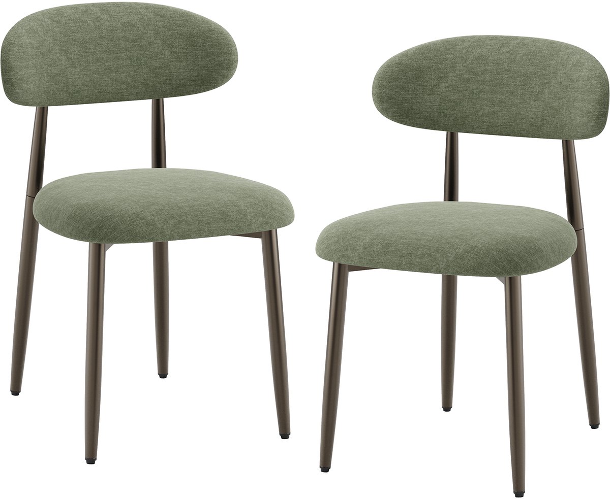 COLAMY Eetkamerstoel - Gestoffeerde Zitting - Ergonomische Rugleuning - Metalen Poten - Moderne Stoel - Set van 2