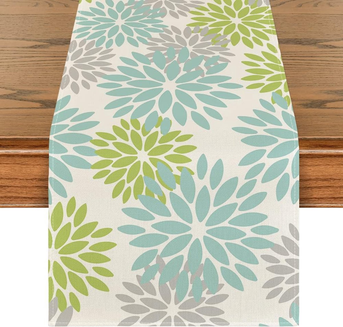 Mode Bloemen groene dahlia's lente tafelloper, seizoensgebonden zomer keuken tafel decoratie binnen vakantie party decor 40x140 cm
