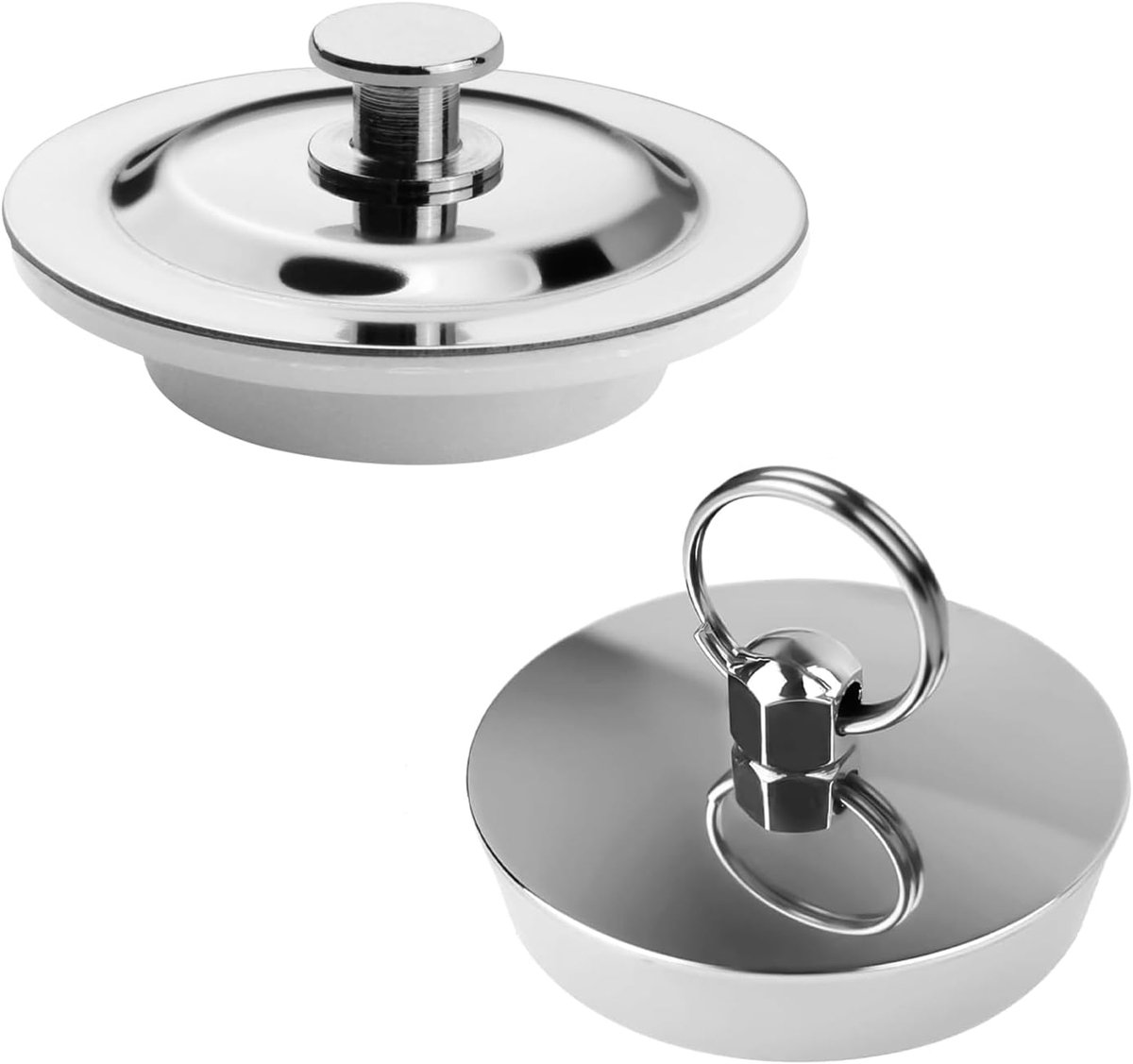 2 stuks badkamerstop, afvoerstop, wastafelstop, wastafelstop, gootsteenstop, universele badkuipstop