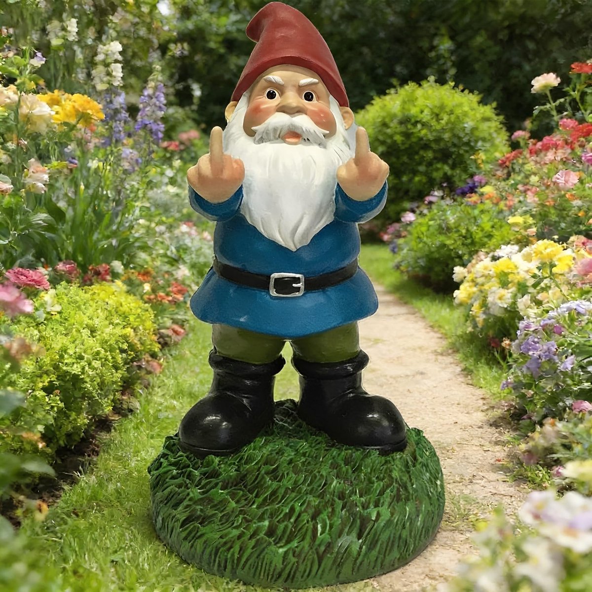 1 stuks tuinkabouters van hars, tuindwerg, erevinger, ornamenten, grappig, tuinbeeld voor buiten, tuinkabouter, cartoon-decoraties, 6 x 7 x 15 cm