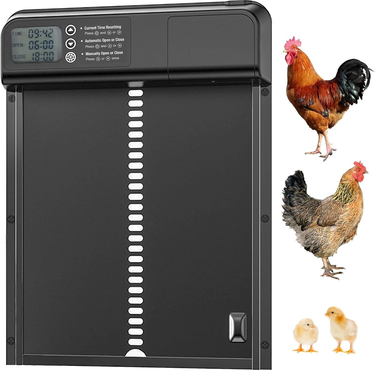 Automatische Kippenhokdeur - Waterdichte Kippenhokdeur - Elektrisch Kippenhok Met Timer - Anti-Knelontwerp - Groot LCD-Scherm