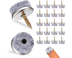wugongshan 40 stuks vilten stoelpootbeschermers, 22 mm antislip vilten glijders schroeven, meubelpads vloerbeschermers voor meubelpoten voeten, stoelschuivers voor harde vloeren